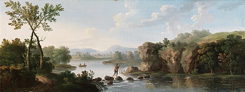 A Landscape with a Man Fording a Stream, , George Barret, Sr.