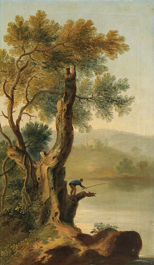 A Landscape with a Man Fishing, , George Barret, Sr.