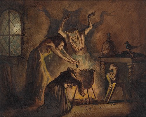 Scene of Three Witches from Shakespeare's Macbeth, 1840, George Cattermole