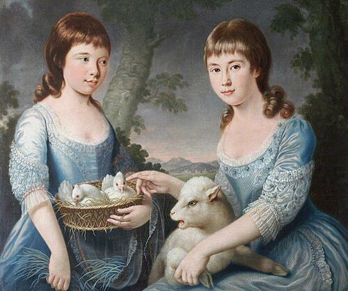 Elizabeth Chichester, later Mrs George Blount (1771-1820) and Mary Macdonald Chichester, later Lady , 1777, George Chalmers