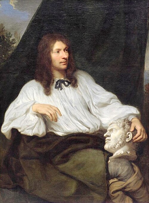 Portrait d'un homme tenant un buste de Caracalla, 1650, Sébastien Bourdon