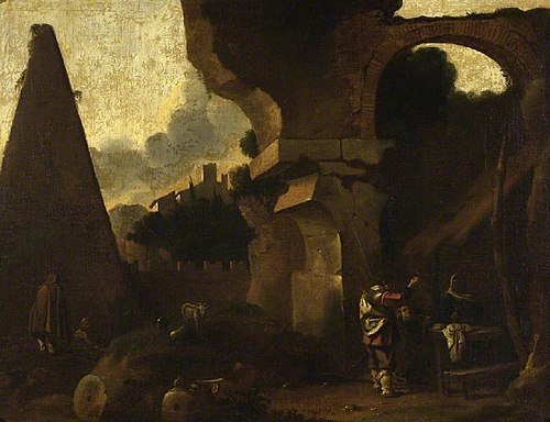 Classical ruins with figures, 1635, Sébastien Bourdon