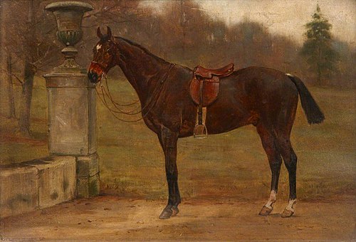 A Horse in a Saddle next to an Urn, 1895, George Goodwin Kilburne