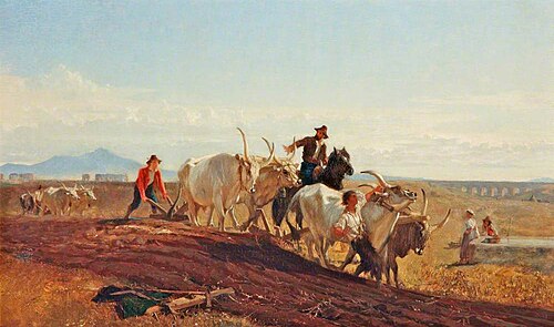 Ploughing in the Campagna, 1857, George Heming Mason
