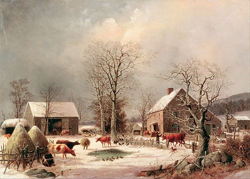 Farmyard in Winter, 1858, George Henry Durrie