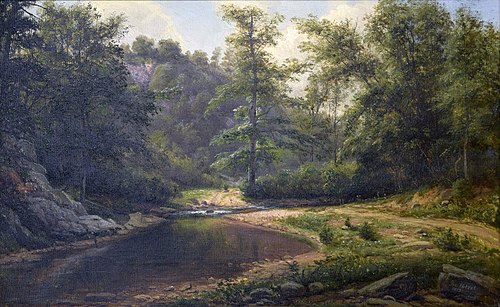 Landscape, River Ford in Woods, 1872, George Hetzel