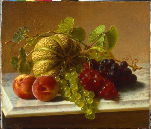 Still Life with Melons, Grapes, 1864, George Hetzel