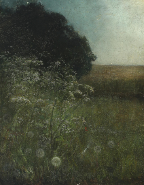 Landscape with bushers and dandelions., 1887, Georg Nicolai Achen