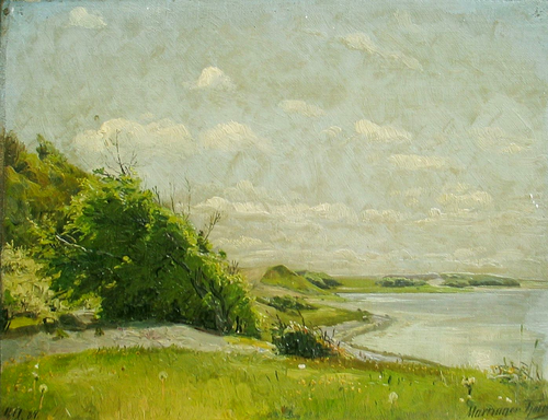 View from Mariager Fjord., 1884, Georg Nicolai Achen