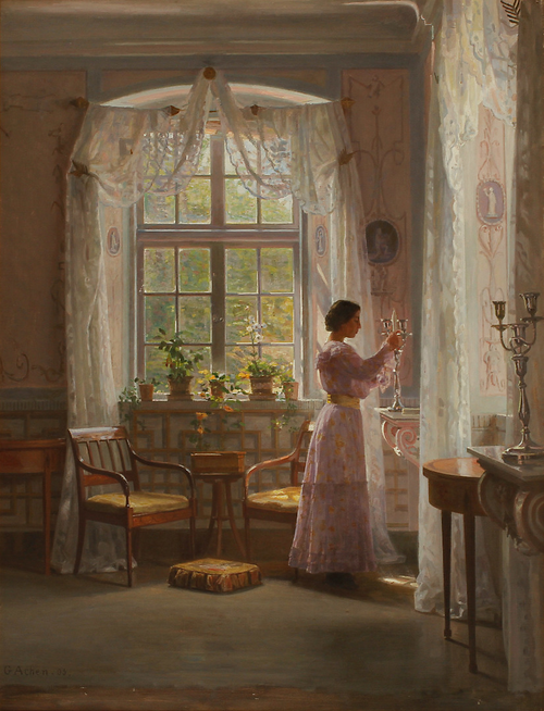 Interior from the manor of Liselund., 1903, Georg Nicolai Achen