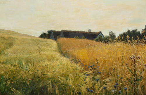 Summer landscape with a thatched farm., 1888, Georg Nicolai Achen
