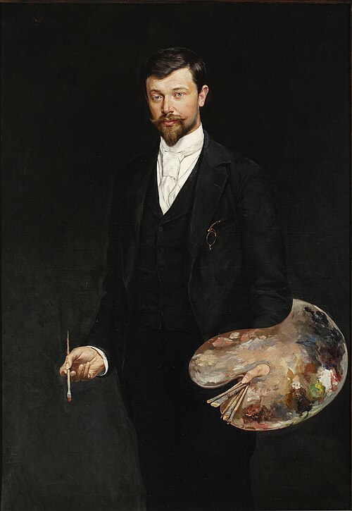 Self-portrait with palette, 1895, Wincenty Wodzinowski