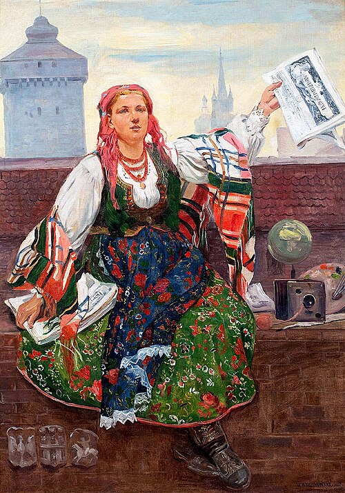 Kobieta sprzedająca gazety, 1907, Wincenty Wodzinowski