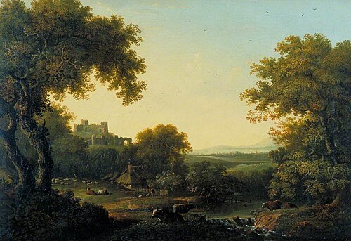Landscape with Castle on a Hill, , George Smith