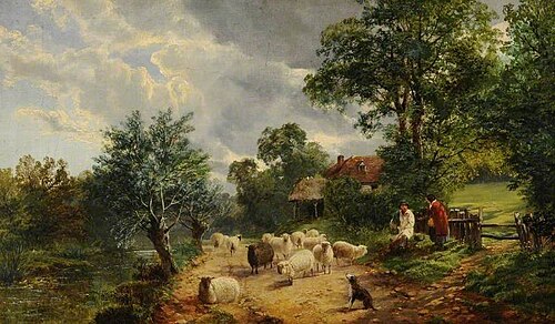 Landscape with Sheep and Figures, 1855, George Vicat Cole