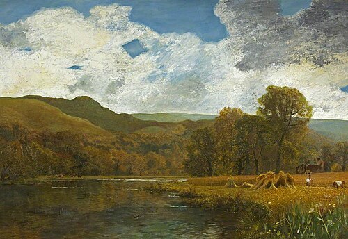 Welsh (?) River Landscape with Harvesters, , George Vicat Cole