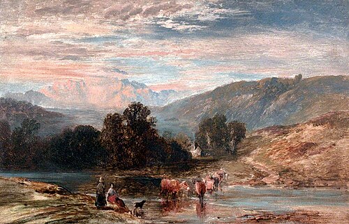 River Scene with Peasants and Cattle, , George Vicat Cole