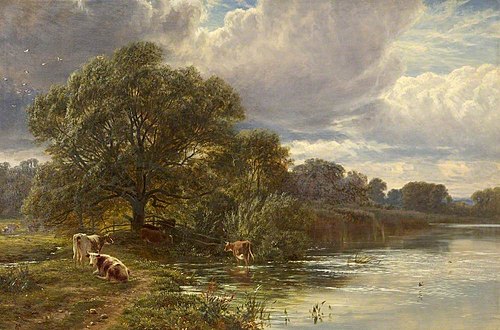 Cattle walking beside the Arun, 1873, George Vicat Cole
