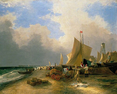 The Fish Auction, Yarmouth, Norfolk, 1827, George Vincent
