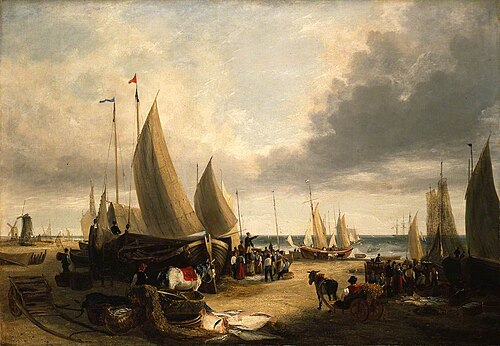 Fish Auction, Yarmouth Beach, Norfolk, 1828, George Vincent