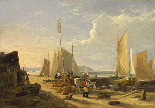A Harbor Scene in the Isle of Wight, Looking Towards the Needle, 1824, George Vincent