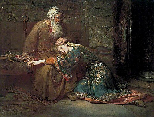 Cordelia Comforting Her Father, King Lear, in Prison, 1886, George William Joy