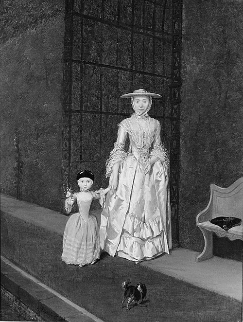 Vrouw en kind in tuin, 1762, George van der Mijn
