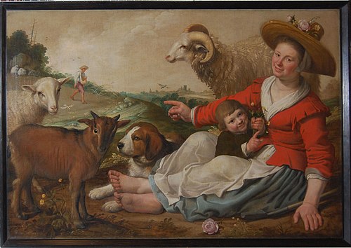 Herderin met kind in landschap, , Jacob Cuyp