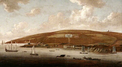 Mount Edgcumbe House and Park from Stonehouse, 1680, Gerard Edema