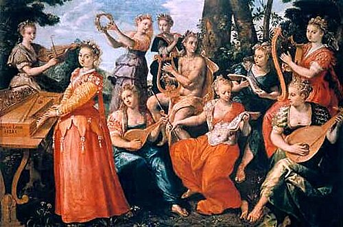 Apollon et les muses, 1570, Maarten de Vos