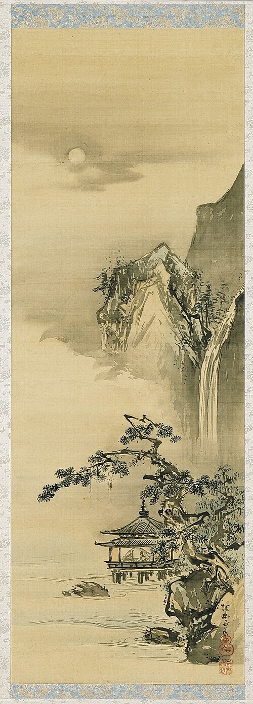 Lake Pavilion near a Waterfall, 1745, Ganku