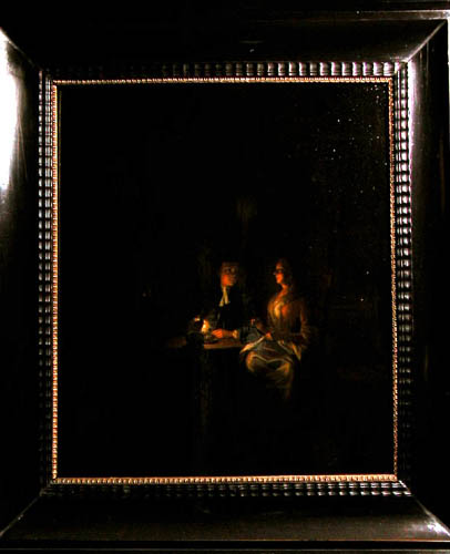 Paar bij kaarslicht aan tafel., 1750, Gerhard Jan Palthe
