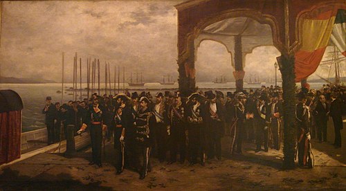 Embarque del rey Amadeo en el puerto de La Spezia, Italia, 1872, Luis Álvarez Catalá