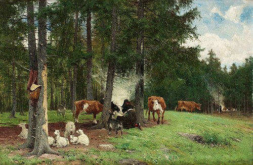 Vallflicka med boskap, 1890, Olof Per Ulrik Arborelius