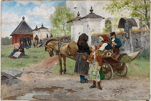 Sunnuntai Flodan kirkolla Taalainmaassa, 1885, Olof Per Ulrik Arborelius