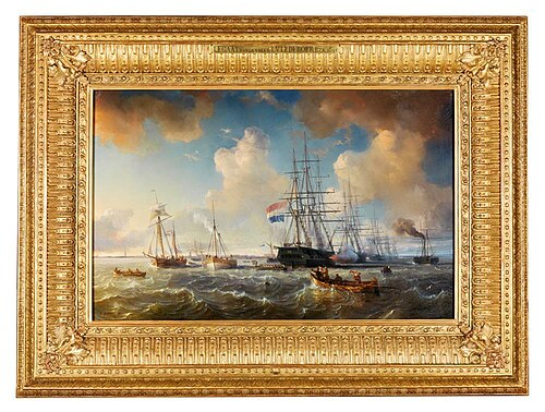 Koning Willem II bezoekt het eskader te Vlissingen op 14 juli 1843, 1844, Théodore Gudin