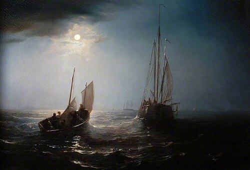 A Marine View, Moonlight, 1864, Théodore Gudin