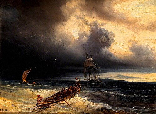 Seascape with Three Boats, , Théodore Gudin