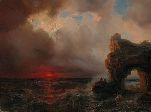 Paysage orageux au coucher du Soleil, 1862, Théodore Gudin