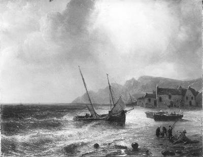 Een vissersdorp aan de Franse kust, 1838, Théodore Gudin