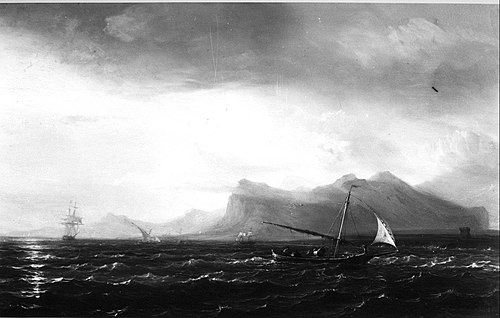 Een gezicht op de Spaanse kust, 1842, Théodore Gudin