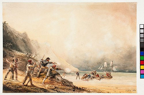 Fight between smugglers and marines, 1830, Théodore Gudin