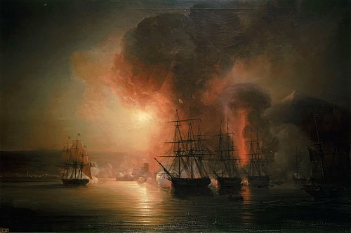 Expédition du vice-amiral Baudin au Mexique en 1838. Bombardement de Saint-Jean d'Ulloa par l'escadr, 1839, Théodore Gudin