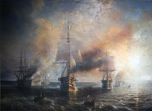 Flotte française se rendant de Cherbourg a Brest, 1861, Théodore Gudin