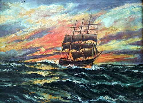 Three master on vivid Sea, 1843, Théodore Gudin