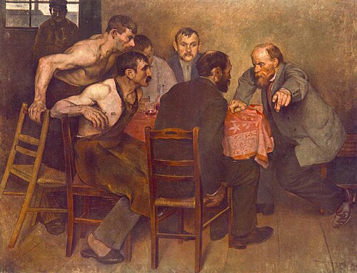 Agitator in the Factory Cantine, 1897, Károly Kernstok