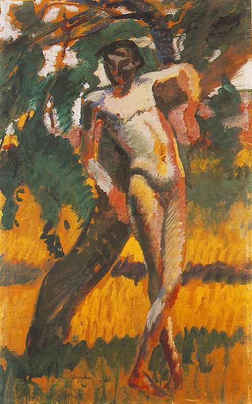 Nude Boy Leaning against a Tree, 1909, Károly Kernstok