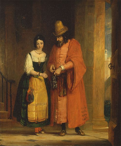 Shylock and Jessica from the 'Merchant of Venice,' II, ii, 1830, Gilbert Stuart Newton