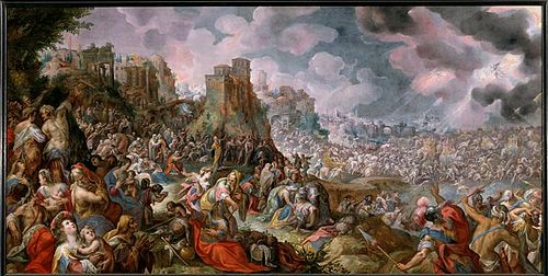 Scène de bataille biblique (défaite de Sennachérib ?), 1597, Gillis van Valckenborch