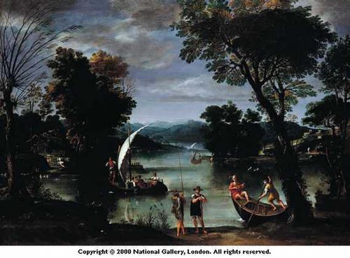 Landscape with a River and Boats, 1650, Giovanni Battista Viola